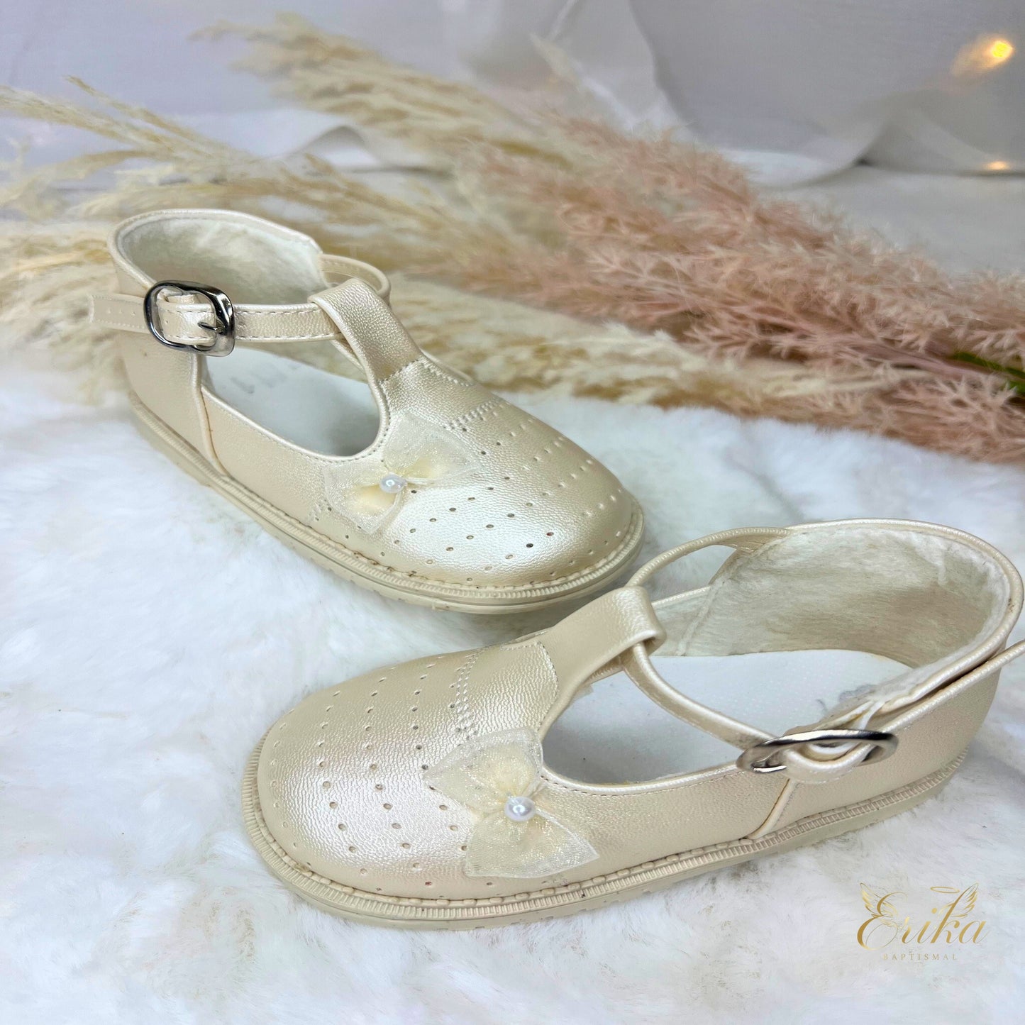 luxury white satin baptism shoes for infant girls with smooth finish and soft lining