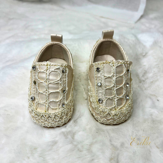 Model 038 pearl baptism shoes for baby boy