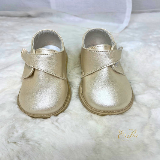 soft white baby boy baptism shoes with flexible sole and comfortable fabric