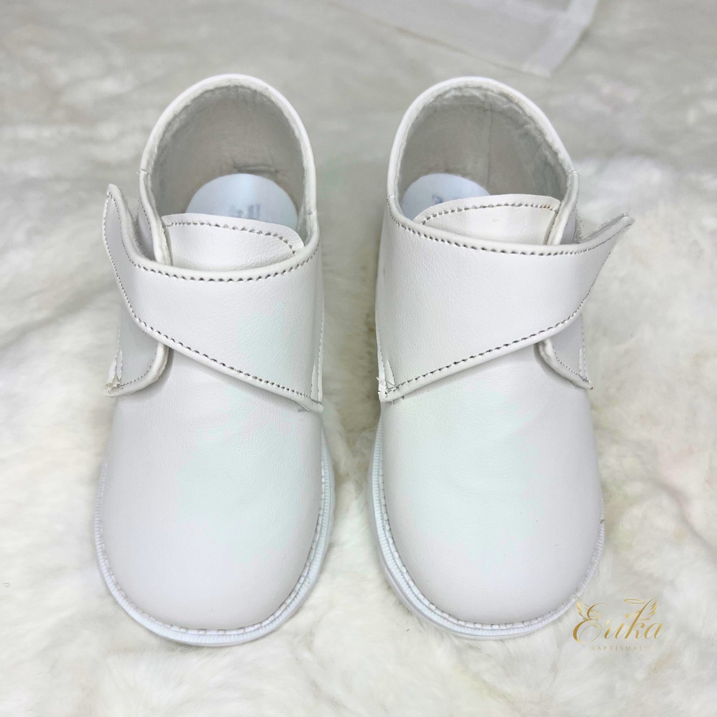 comfortable white baby boy christening shoes with soft fabric and easy fit