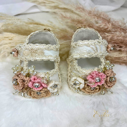 premium white satin ballet flats for infant girl baptism with soft fabric and elegant style