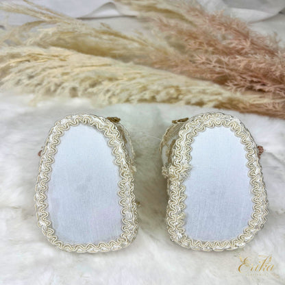 soft white satin ballet flats for infant girls baptism with comfortable fit and delicate look