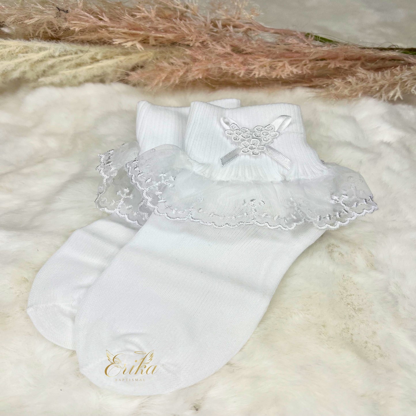 luxury baby socks with lace ruffles and soft premium fabric