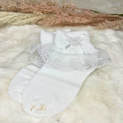 luxury baby socks with lace ruffles and soft premium fabric
