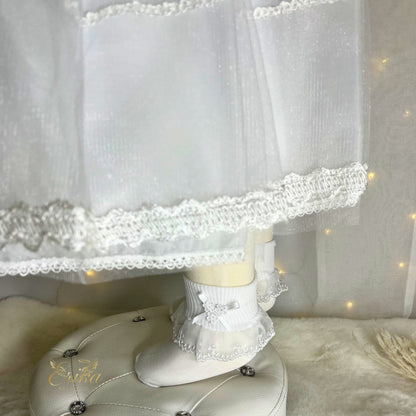 elegant baby baptism socks with lace ruffles and delicate soft texture