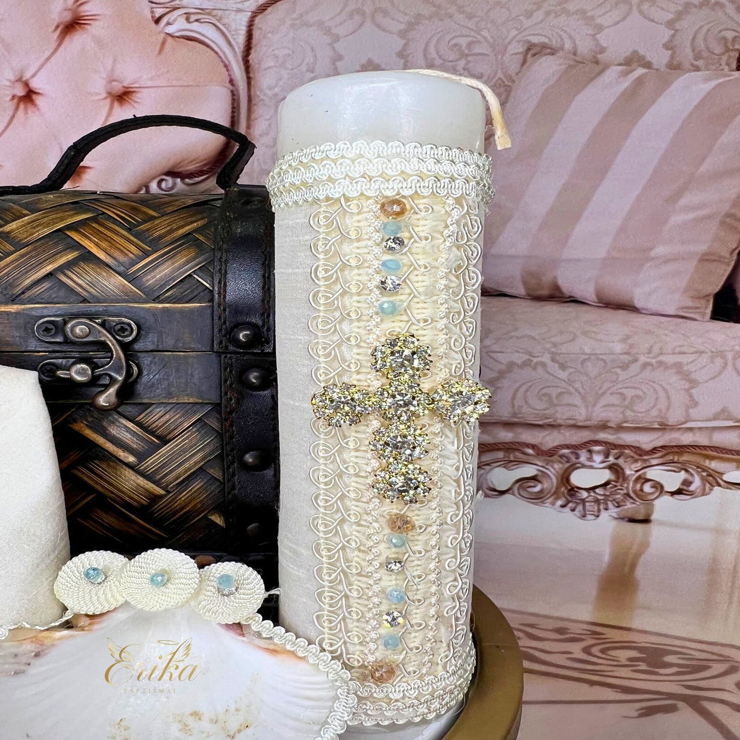 Saul handmade baptism candle set by Erika Baptismal perfect for christening celebration and meaningful gift