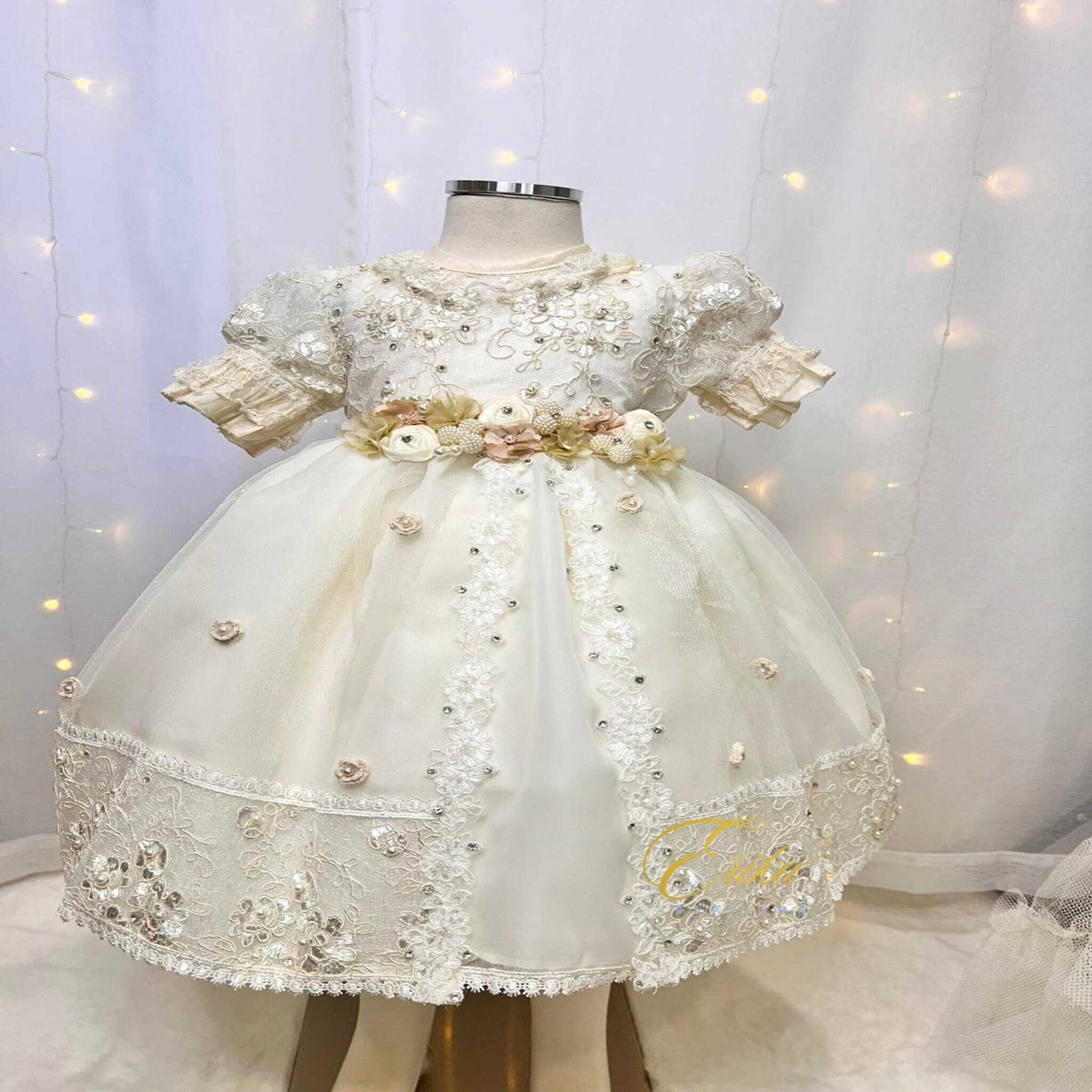 simple short baby christening dress at low price with soft fabric and minimal design