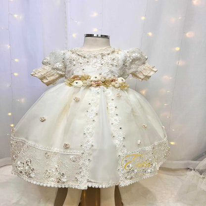simple short baby christening dress at low price with soft fabric and minimal design