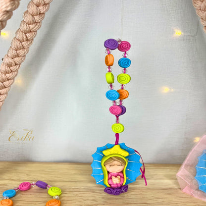 Handcrafted pasta francesa keepsake with tulle wrap by Erika Baptismal