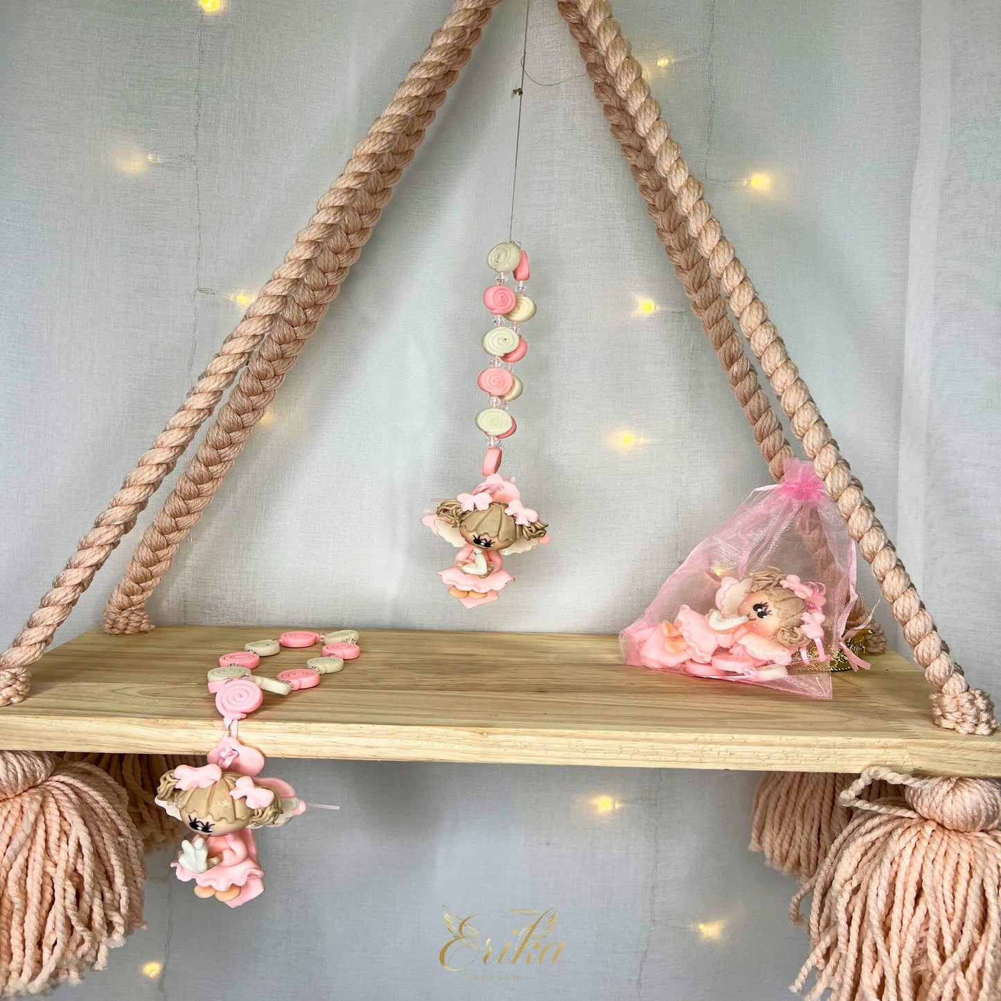 Handcrafted Virgin Mary christening keepsake in a tulle bag by Erika Baptismal