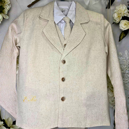 classic pearl cream boys communion outfit by Erika Baptismal with traditional style and comfortable fit