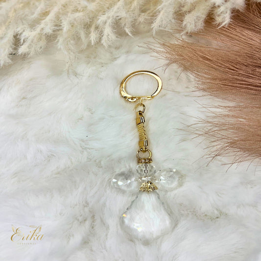 Crystal angel keychain with gold hardware for baptism favors by Erika Baptismal