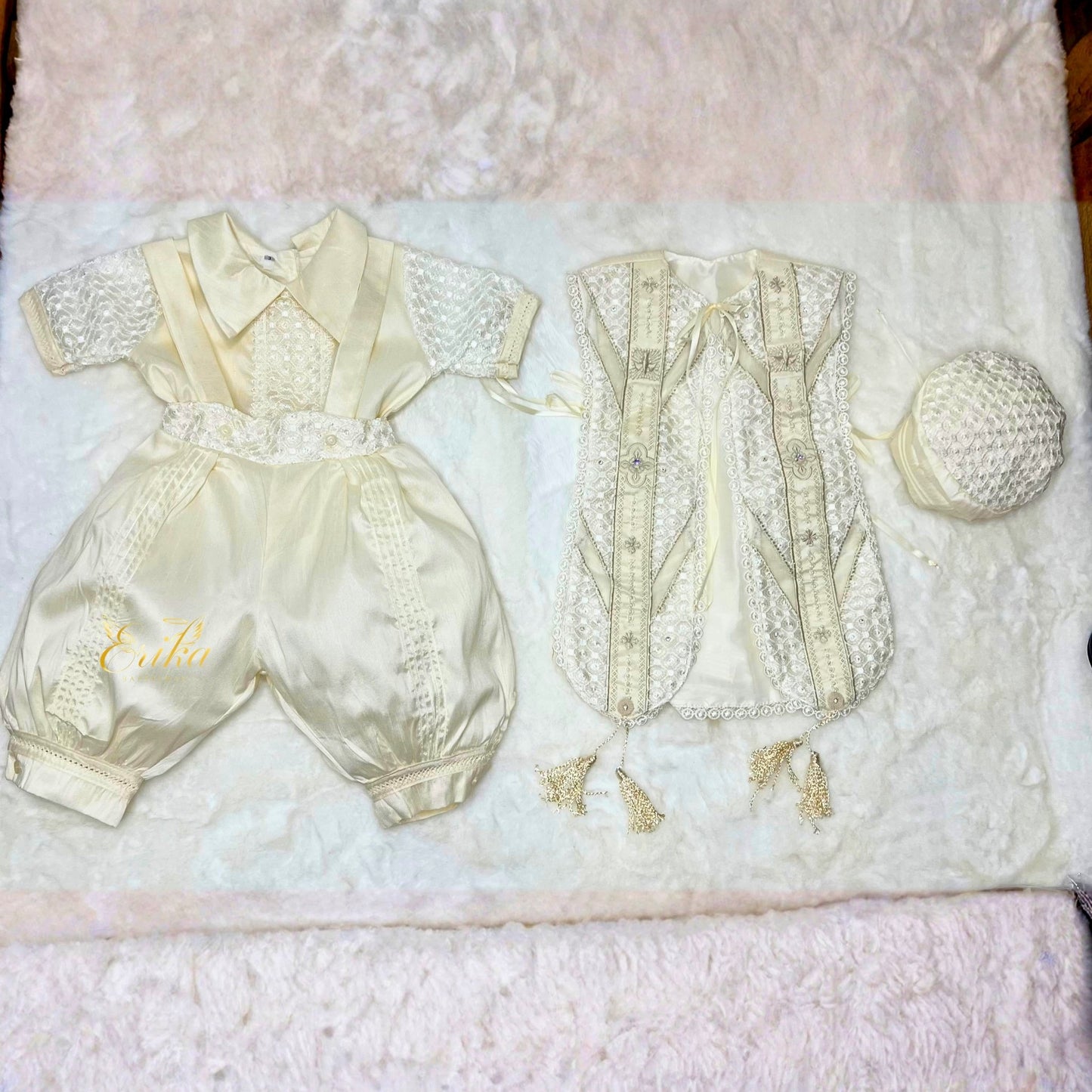 premium baby christening outfit by Erika Baptismal with soft materials and delicate design