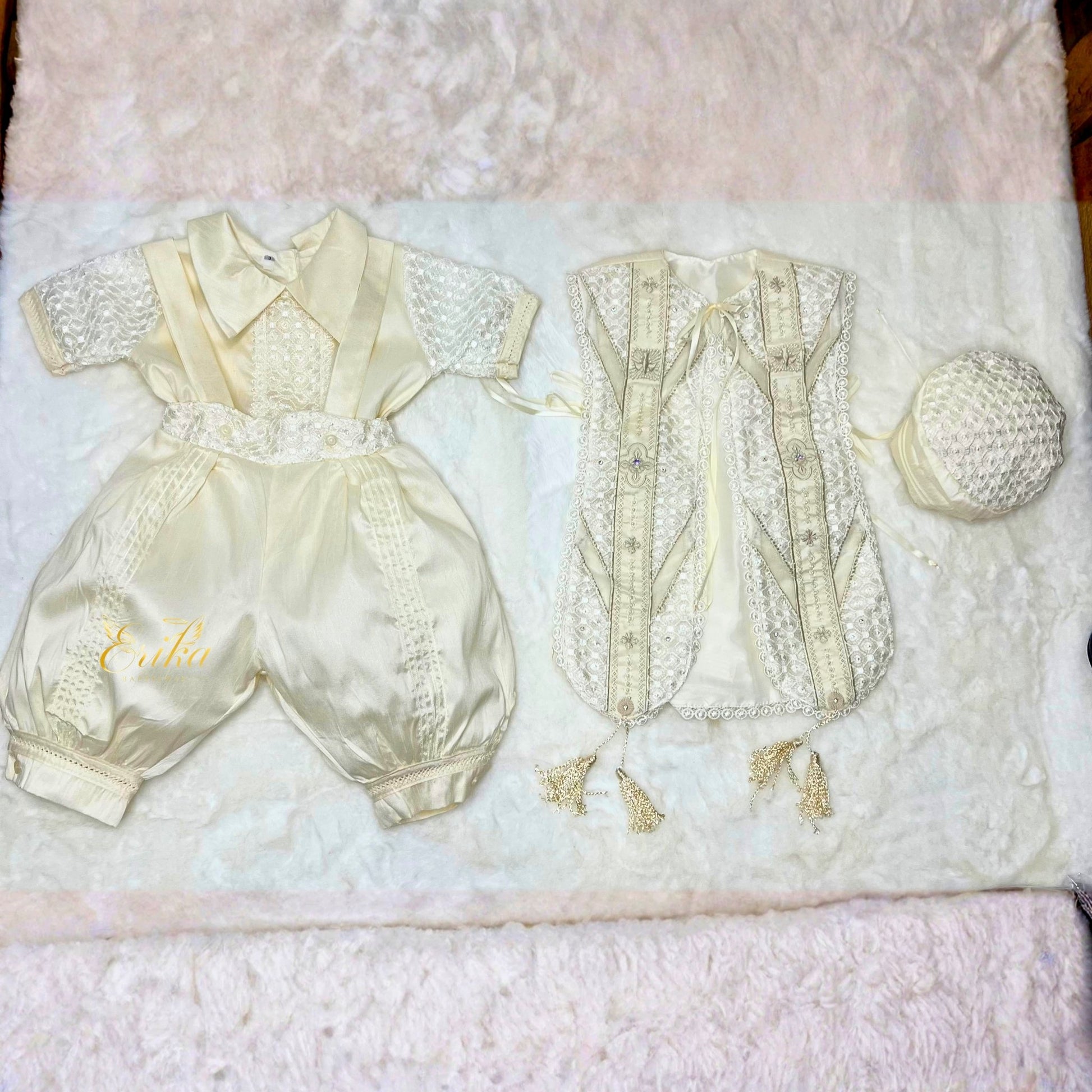 premium baby christening outfit by Erika Baptismal with soft materials and delicate design