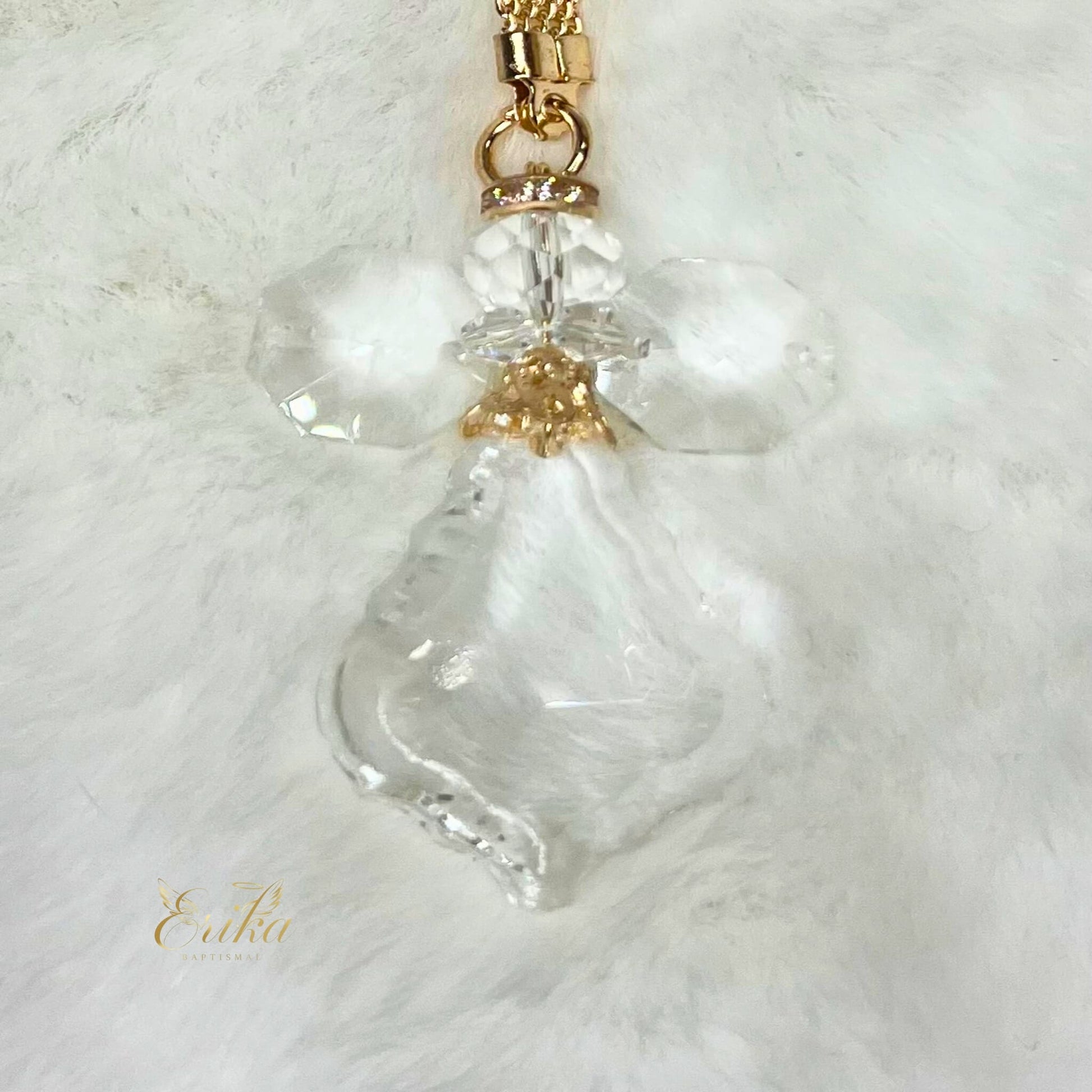 Guardian angel keychain in a tulle bag for christening guests by Erika Baptismal