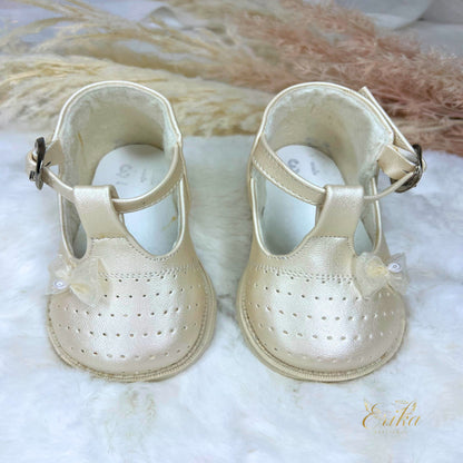 elegant plain white satin baptism ballet flats for infant girls with soft comfortable sole