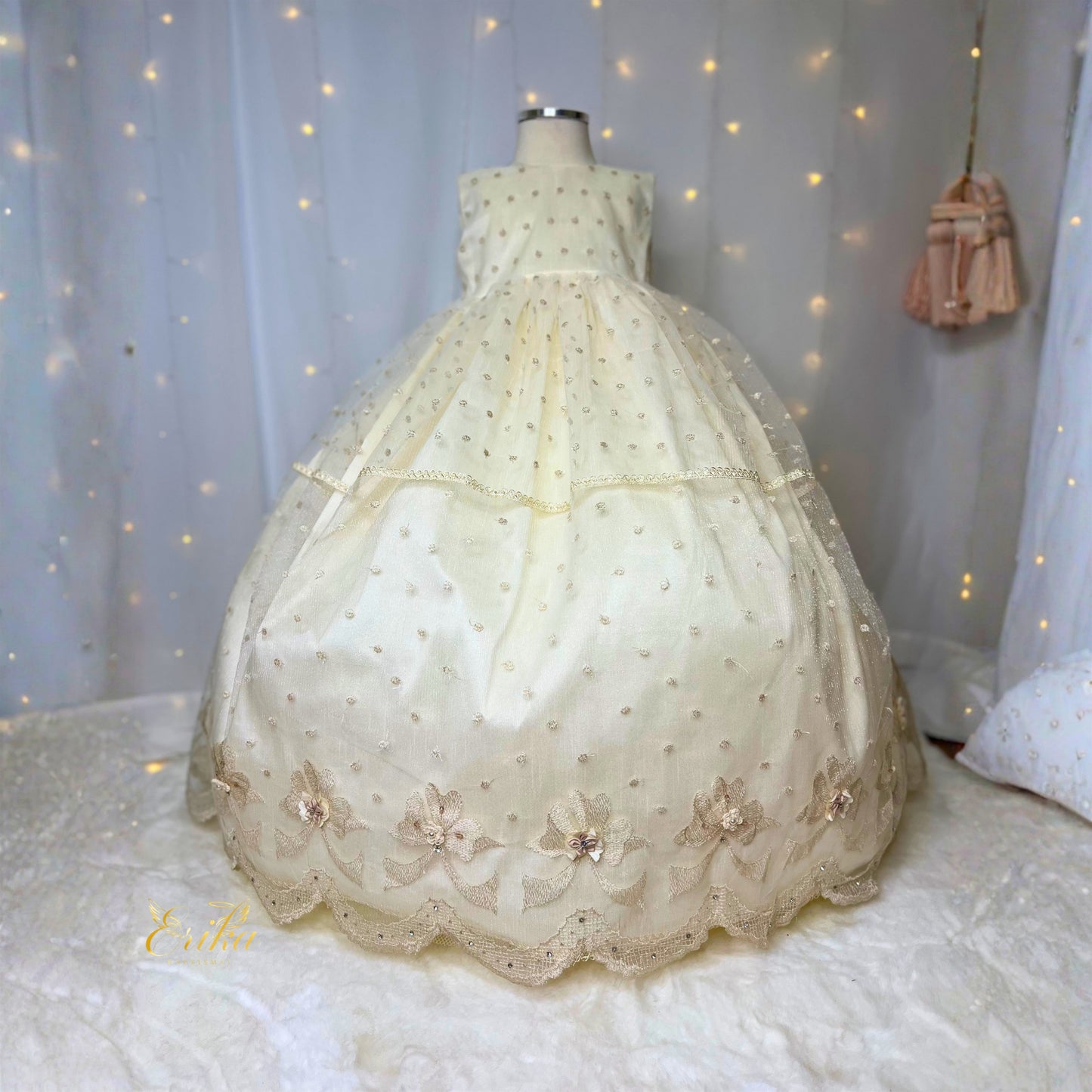 ong pearl baby christening dress with floral embroidery ruffles and soft elegant fabric