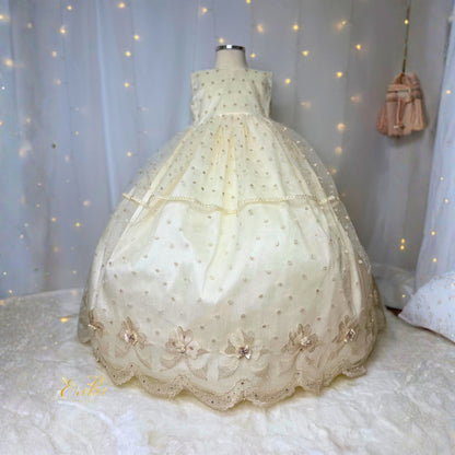 ong pearl baby christening dress with floral embroidery ruffles and soft elegant fabric