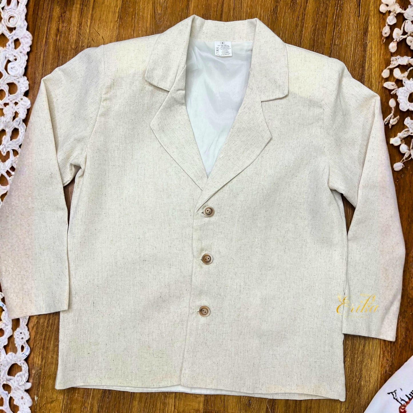 luxury pearl cream boys communion suit by Erika Baptismal with premium fabric and elegant finish