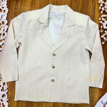 luxury pearl cream boys communion suit by Erika Baptismal with premium fabric and elegant finish