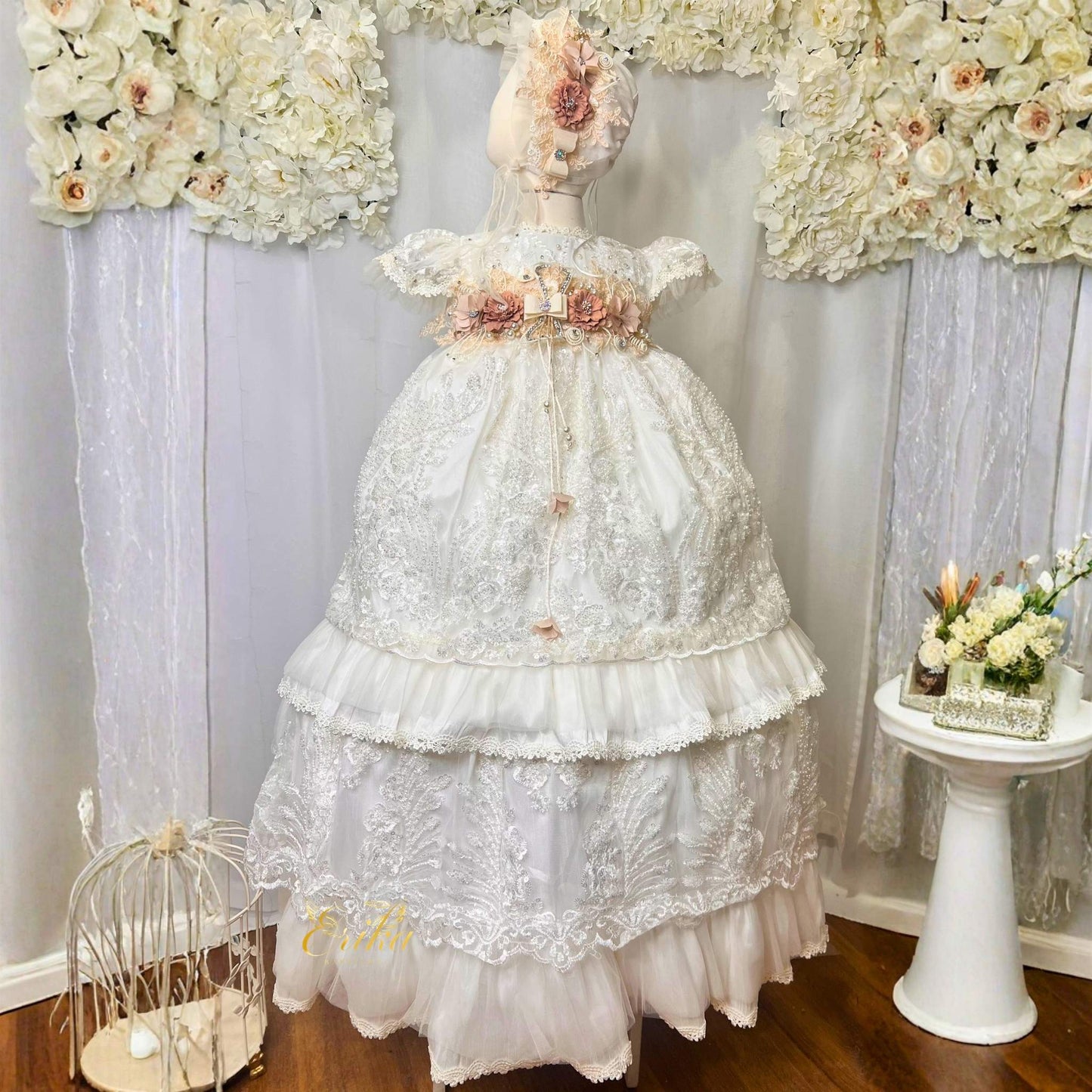 simple white baby christening dress with clean design and soft smooth fabric
