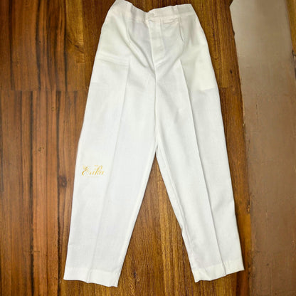 premium ice white boys first communion suit by Erika Baptismal with soft texture and refined cut