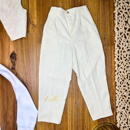 premium pearl cream boys first communion suit by Erika Baptismal with soft texture and refined tailoring