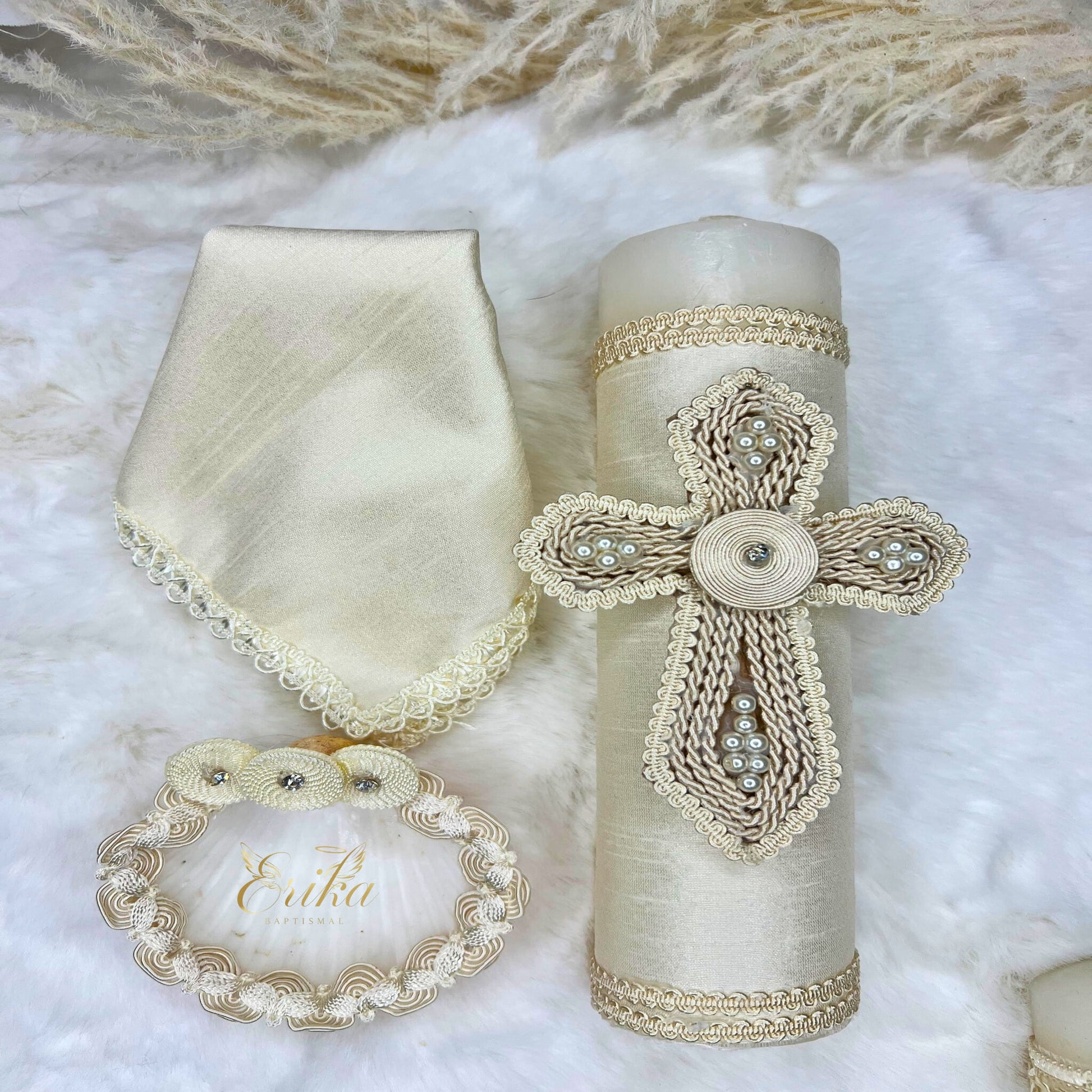 Elegant boy's ceremony set with silver rhinestone accents and matching shell