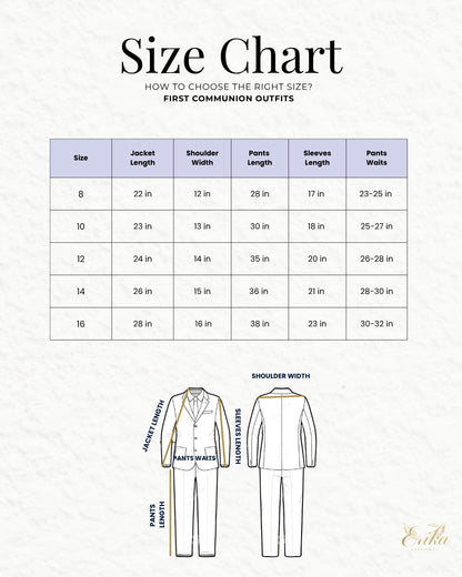 stylish ice white boys communion suit by Erika Baptismal with modern elegant design