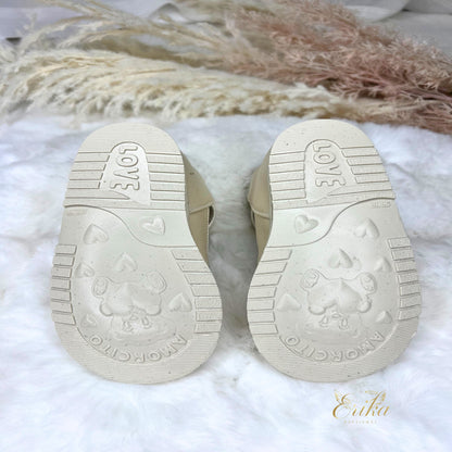 Elegant plain white satin baptismal ballet flats for infant girls